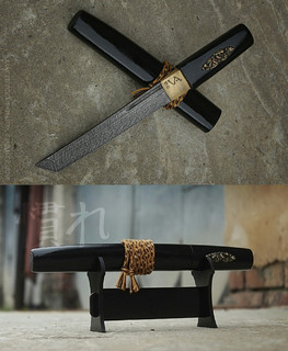 маленький нож тантоид-айкути "Чёрный змей" из дамаска в Томске