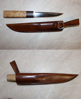 средний кованый рыбацкий нож из Х12МФ Спб, Санкт-Петербург, Приозерск. Рукоятка венге и береза