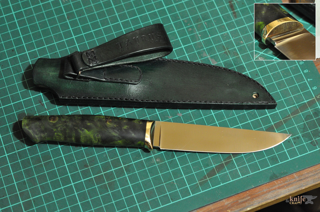 нож изумрудный с зеленой красивой рукояткой и ножнами из кожи в Воркуте, Коми