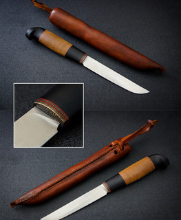 Нож финка из Златоуста ручной работы, клинок из 95Х18б рукоятка ясень и мореный граб