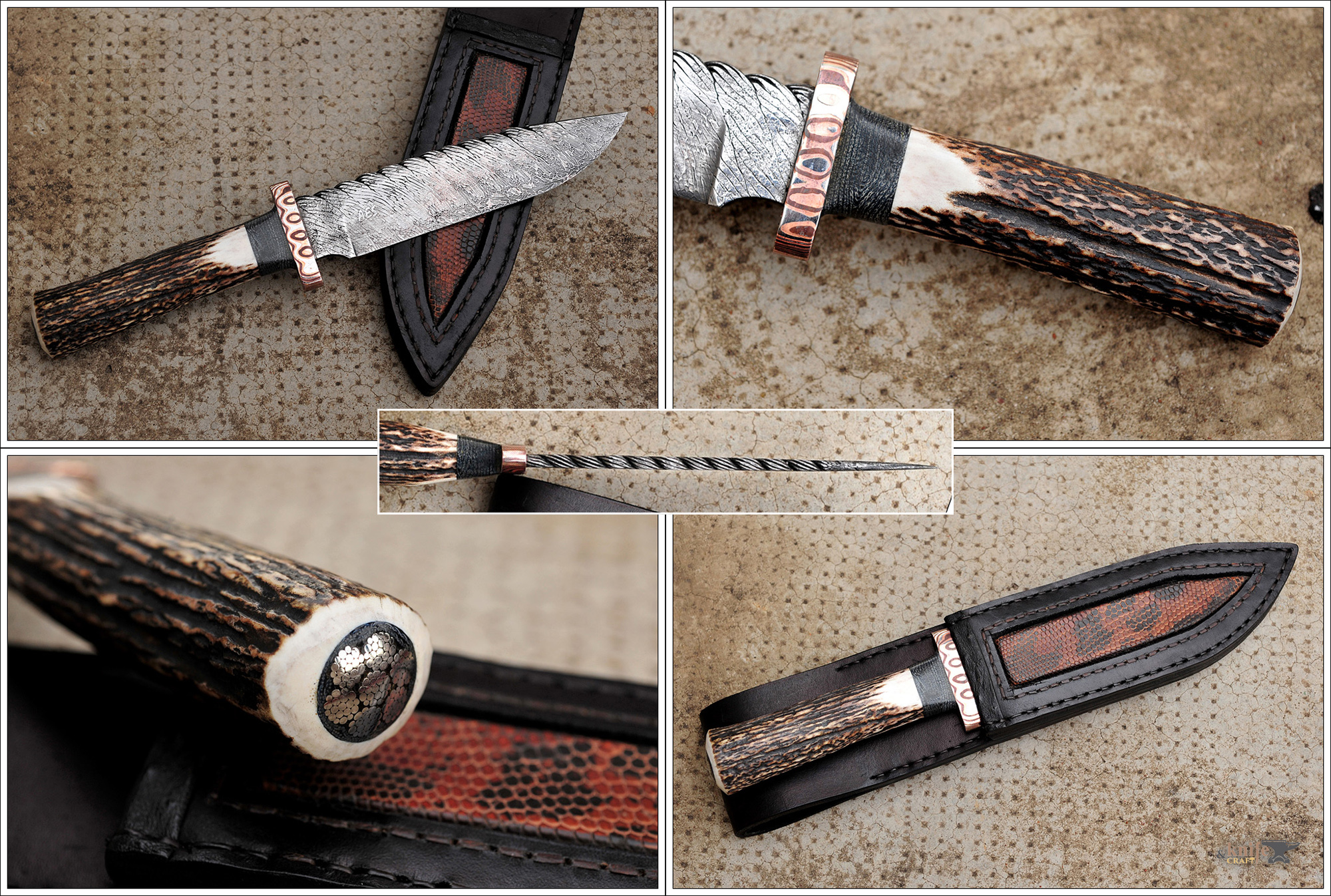  Stag and Cable Bowie Knife