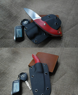 небольшой (малый) красный ЕДС нож ручной работы с черными ножнами из кайдекса в Тамбове