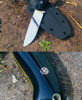 цельнометаллический черный охотничий разделочный нож из порошковой стали спрямыми спусками от обуха в Тамбове