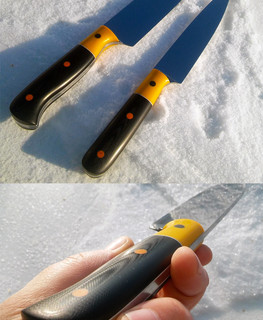 разделочные кухонные ножи ручно работы с черно-желтой рукоятью в Тамбове