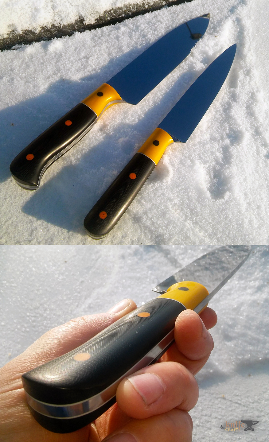разделочные кухонные ножи ручно работы с черно-желтой рукоятью в Тамбове 
